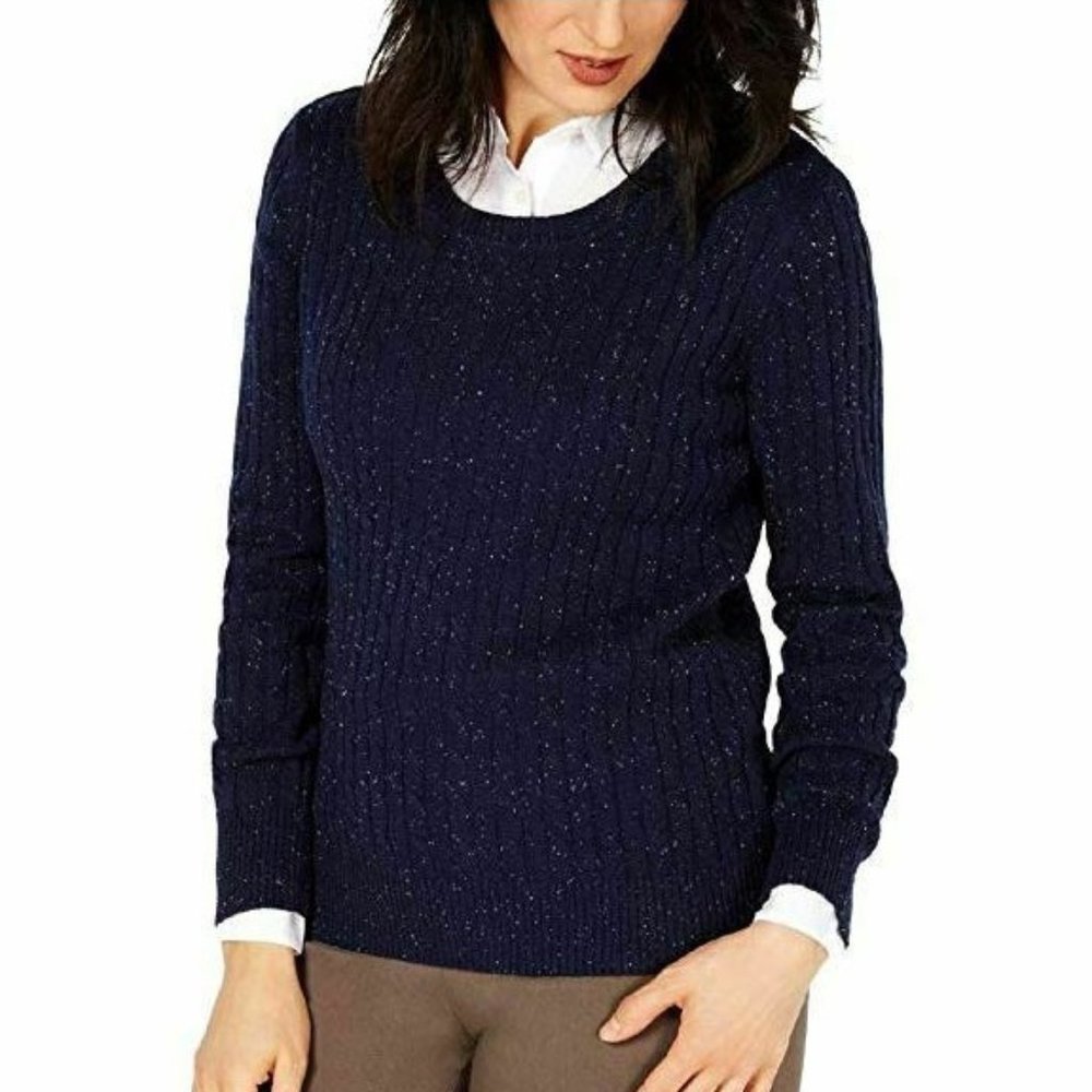 Karen Scott XXL Blue Cable Knit Sweater AC28